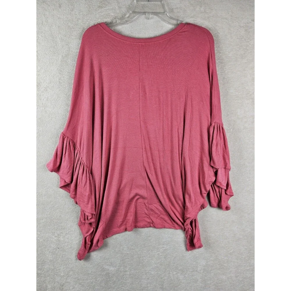 Akemi + Kin Anthropologie Oversized Hi Lo V Neck Top Pink Size XS/S